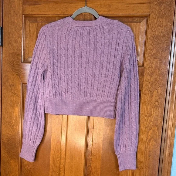 Purple Cable Knit Cardigan - Picture 3 of 3